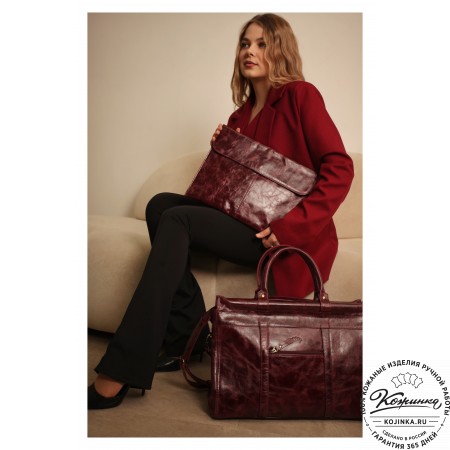 Кожаный городской саквояж "Фостер" (синий антик)